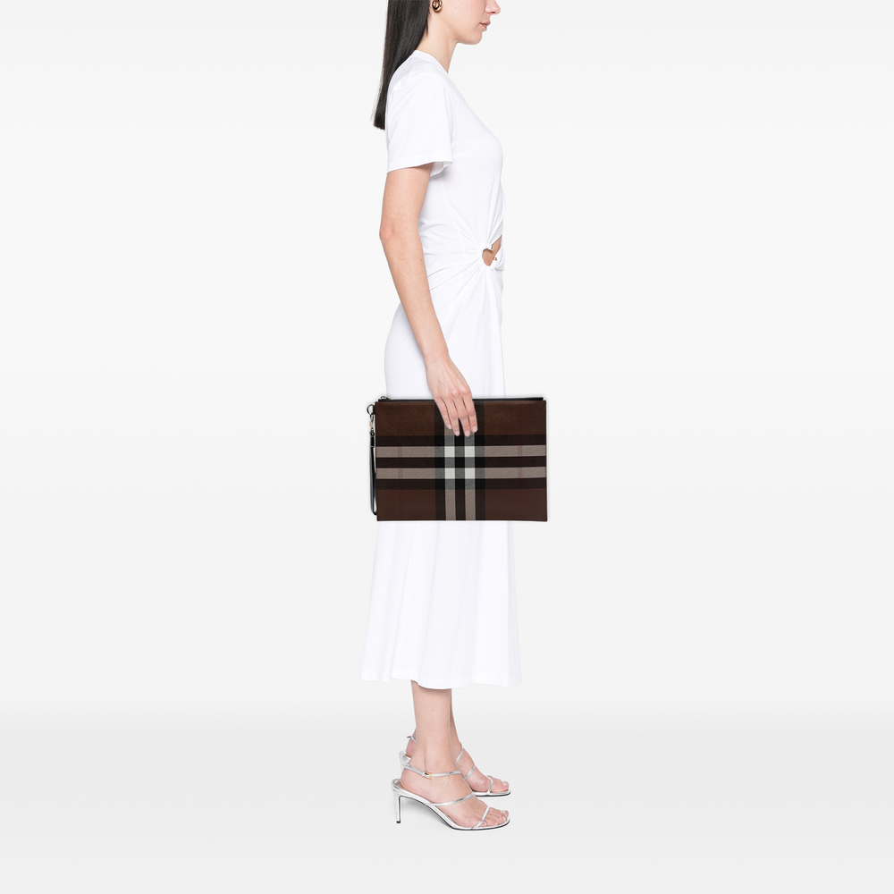 Pre-Loved Burberry Check Coated Canvas Zip Pouch - Picture 6 of 7